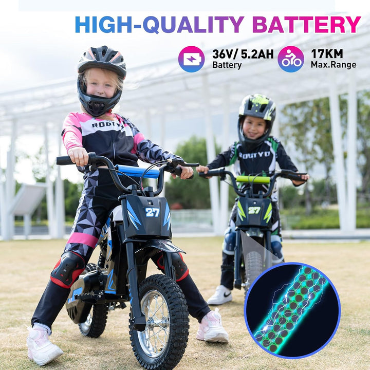 RCB R9X Elektro Motorrad Kinder, 12 Zoll Luftreifen, Elektromotorrad mit Leistungsstarker Motor,5,2A