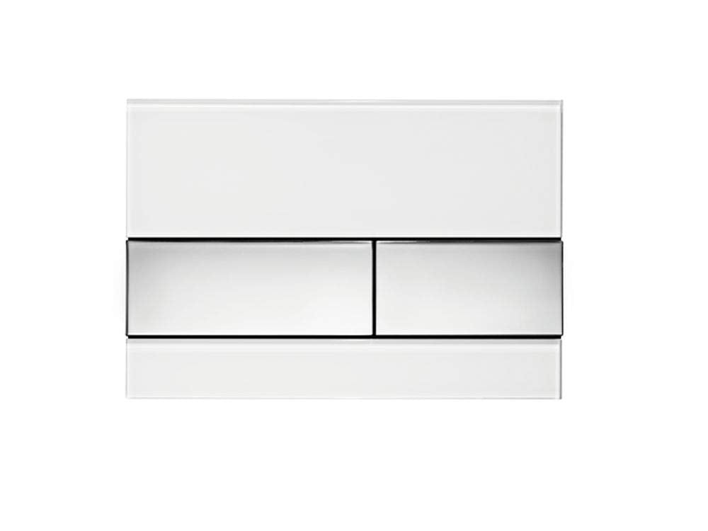 Tece 9.240.802 Square Betätigungsplatte für WC (Glas weiss, Tasten Chrom glänzend, Zweimengentechnik