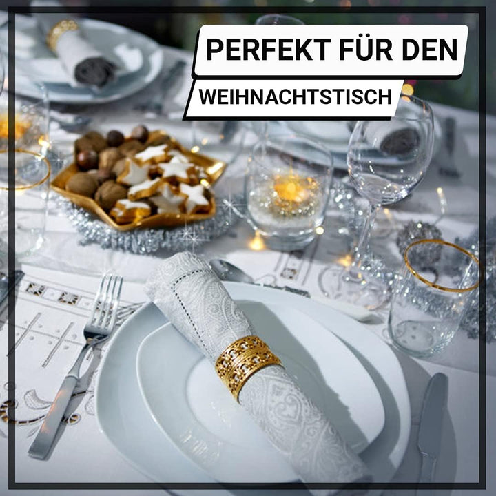 GOLDMAR Weihnachtstischdecke Fleckenresistente Schmutzabweisend Zweiseitig Tischdecke Weihnachten Ad