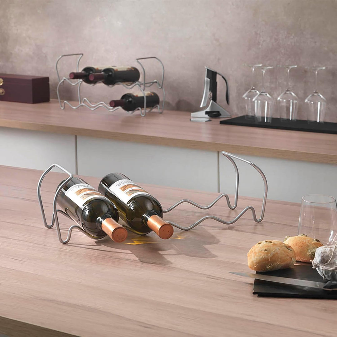 Wine-Bar Flaschenregal 3-er Set Silber, Silber