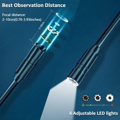 Endoskop mit Licht, SKYBASIC Digitale Endoskopkamera 4,3" LCD Bildschirm HD 7.9mm Inspektionskamera