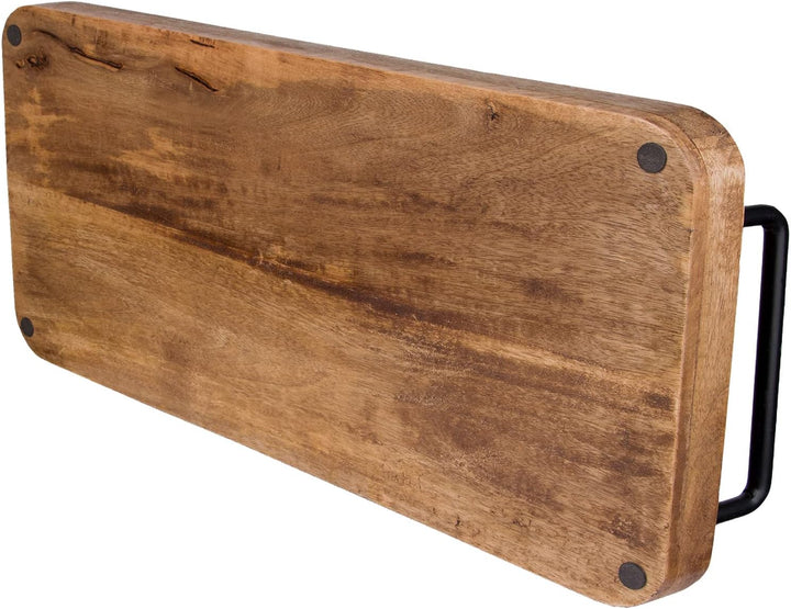BigDean Serviertablett aus Mangoholz - 60 x 30 x 3 cm - Vintage Holz Tablett - UNIKAT - Holztablett