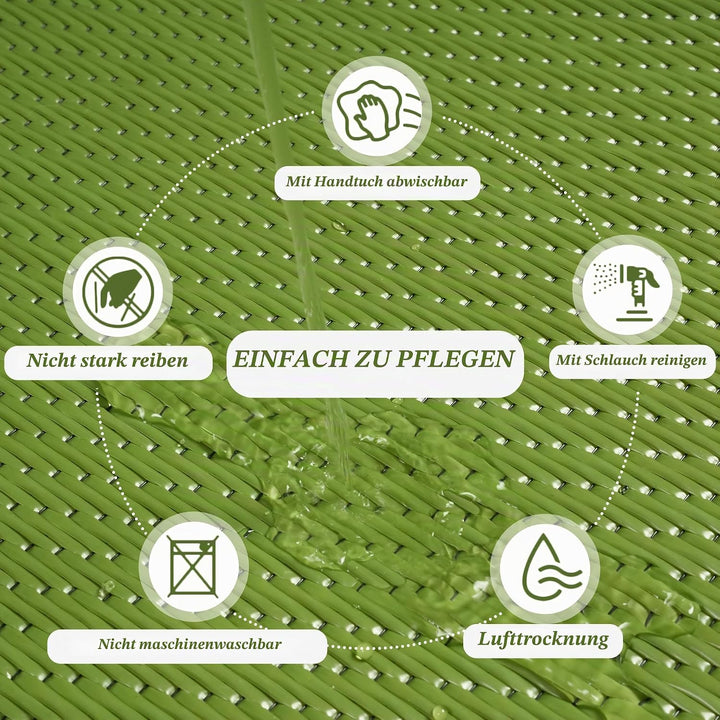 Outdoor Teppich Wetterfest 180x270cm Gras Grün Kunststoff Picknickdecken Wasserfest Reversible Campi