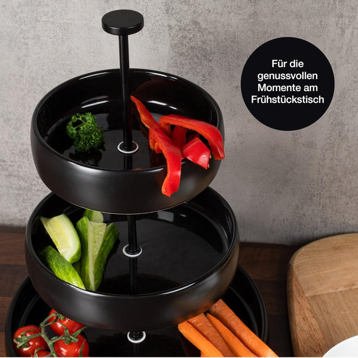 Moritz & Moritz Obst Etagere 3 Etagen - Inkl. Zange - Aus Steinzeug – Moderne Küchen Deko oder Party