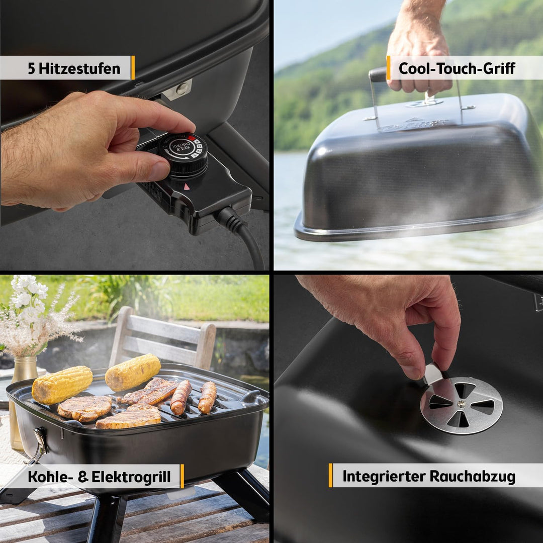 TZS First Austria 2in1 Elektrogrill Kugelgrill - extrem stabiler & kompakter BBQ Hybrid Elektrogrill