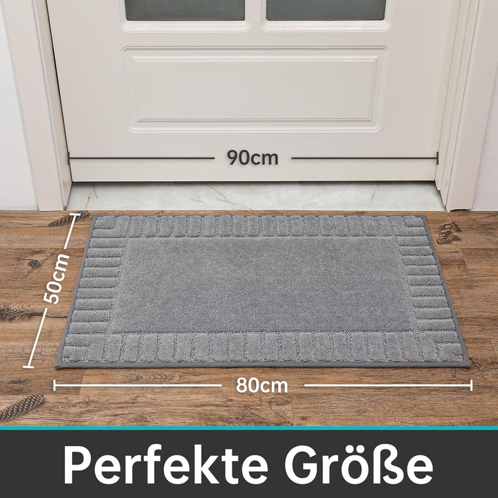 BEQHAUSE Fussmatte Innen, waschbare Sauberlaufmatte TPR rutschfeste Türmatte, Schmutzfangmatte für H