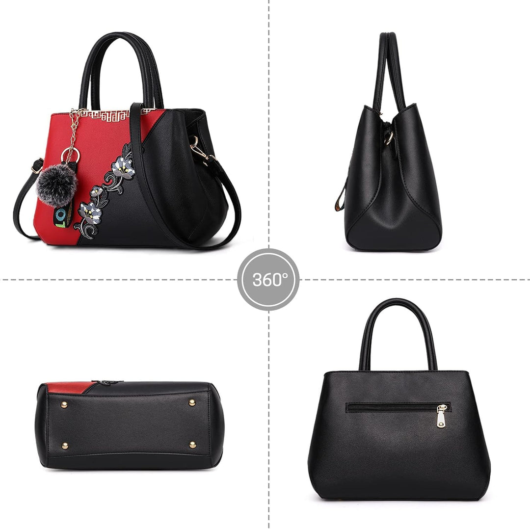 DIRRONA Damen Handtasche Mode Blumenmuster Schulterbeutel Grosse Kapazität Umhängetasche Casual Reis