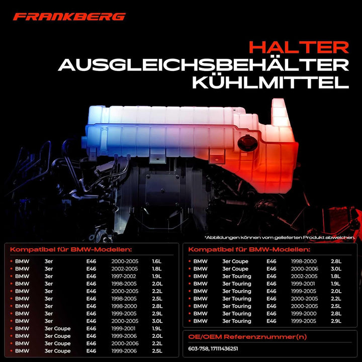 Frankberg Halter Ausgleichsbehälter-Kühlmittel Automatikgetriebe für 3er E46 Z4 Roadster E85 Z4 Coup