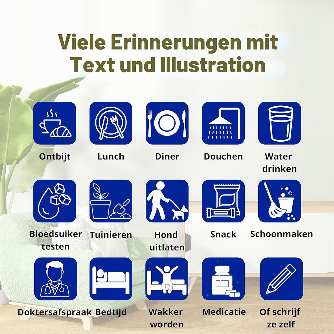 OER Smart Demenzuhr – Verwalten Sie die Agenda über die KOSTENLOSE App – Spricht Uhrzeit und Tagesze