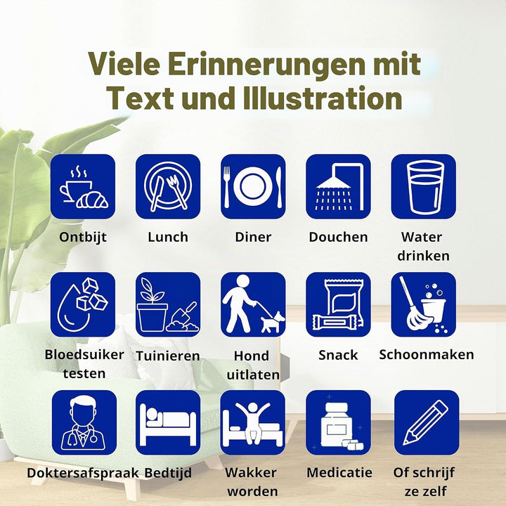 OER Smart Demenzuhr – Verwalten Sie die Agenda über die KOSTENLOSE App – Spricht Uhrzeit und Tagesze