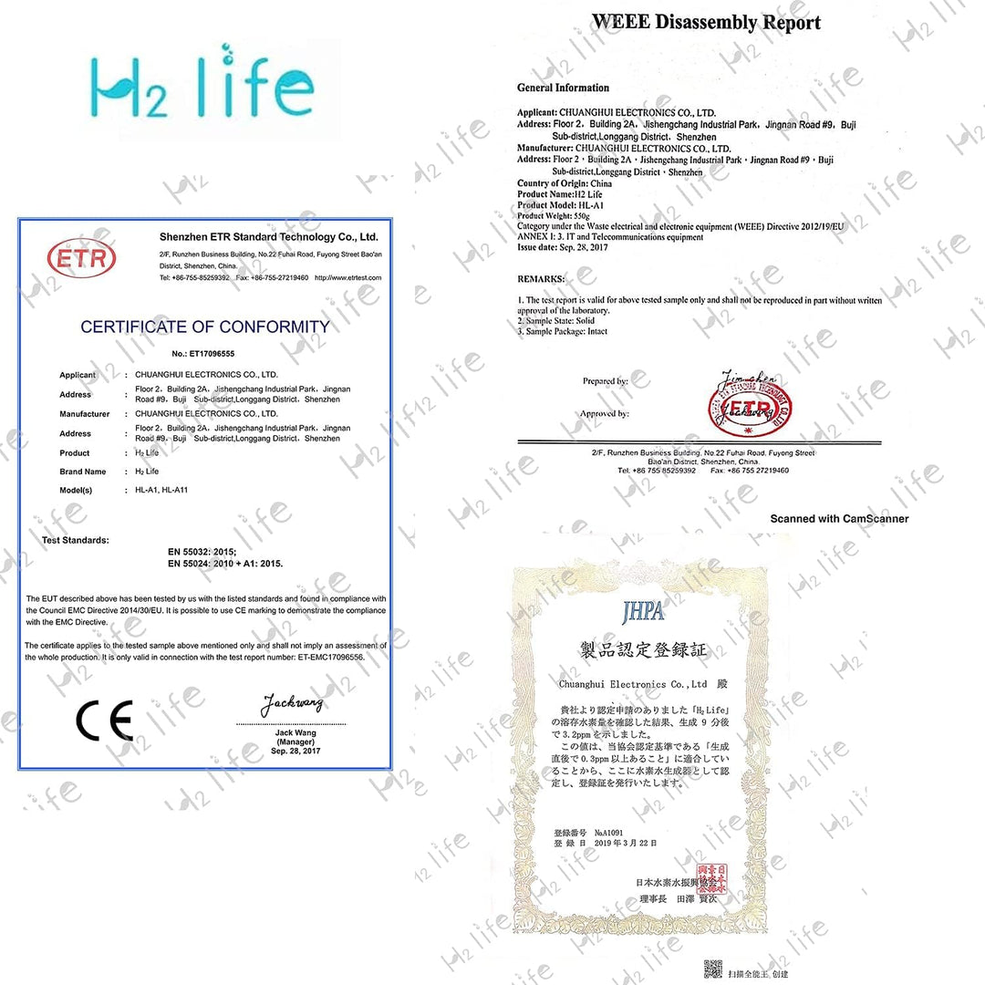 H2 Life Wasserstoff Wassergenerator, professionelle BPA-freie Wasserstoff Wasserflasche Dual-Modus t