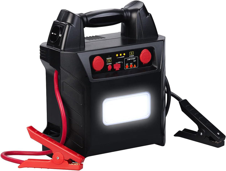 revolt Autostarter: 5in1-Starthilfe für 12/24V & Powerbank, 230 V, 2x12V, USB, 40Ah, 2000A (Kfz Star
