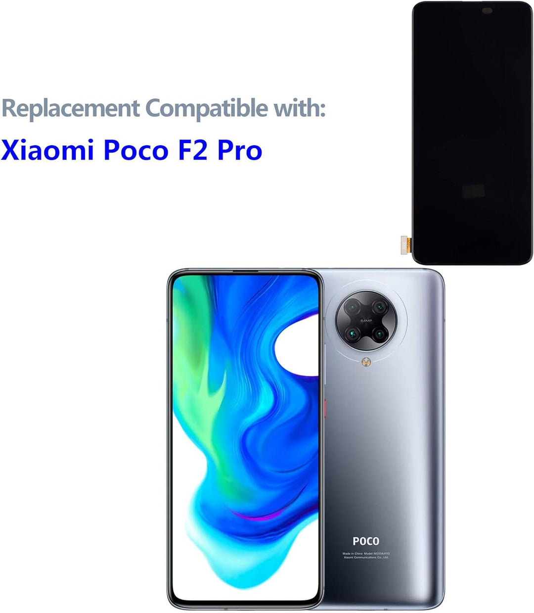 swark AM-OLED Display Kompatibel mit Poco F2 Pro M2004J11G/ K30 Pro (Schwarz Ohne Rahmen) LCD Displa