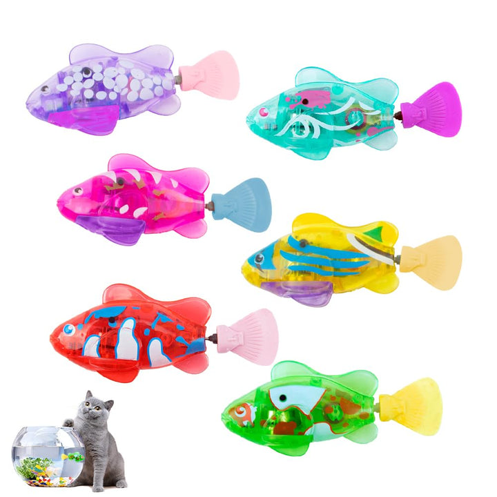 6 Stück Robo Fish, Elektrisch Robo Fisch mit Licht, Elektrische Fische robofische Badewanne Spielzeu