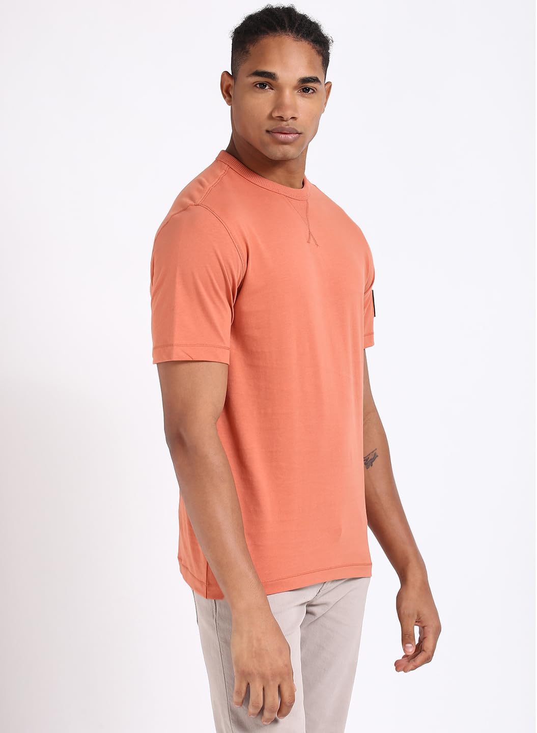 Calvin Klein Herren T-Shirt Kurzarm Badge Regular Tee Rundhalsausschnitt XXS Aragon, XXS Aragon