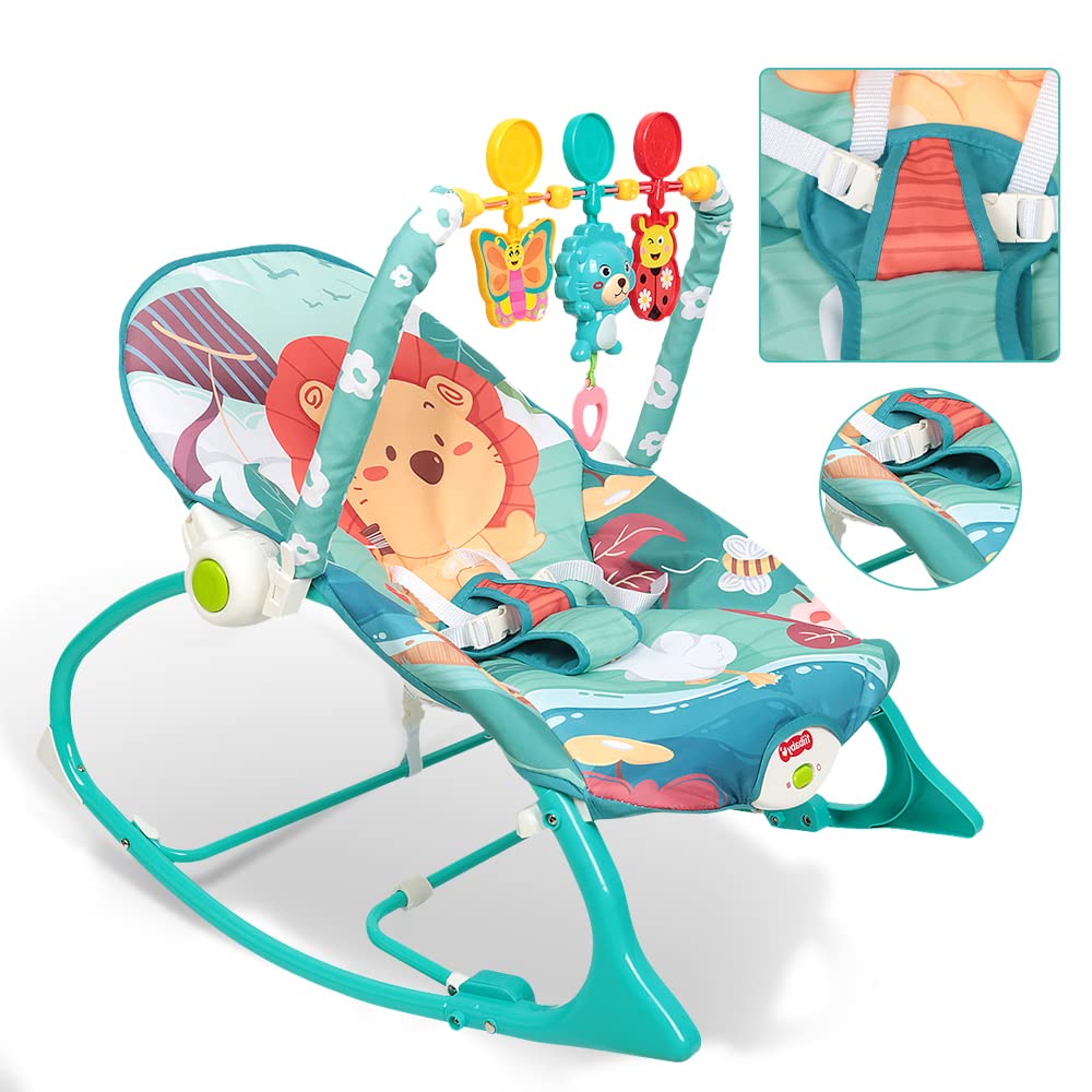Baby Wippe mit Beruhigenden Vibrationen, Babyschaukel Elektrisch mit Liegefunktion, Verstellbare Rüc