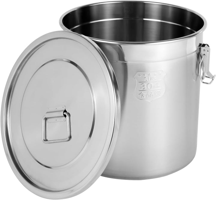 buedmsk Edelstahl Getreidebehälter 6L/12L/21L/33L Edelstahl Aufbewahrungseimer mit Deckel und Griff,
