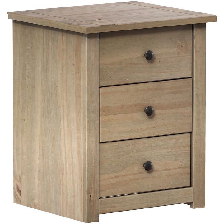 Vida Designs Panama Nachttisch-Kommode mit 3 Schubladen, massive Kiefer, gewachst, Holz, natürlich,