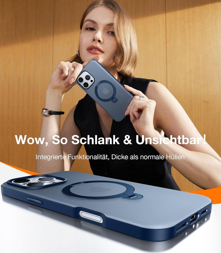 TORRAS Ostand Q3 Spin für iPhone 16 Pro Max Hülle (360° Magnetischer Unsichtbarer Ständer) Zertifizi