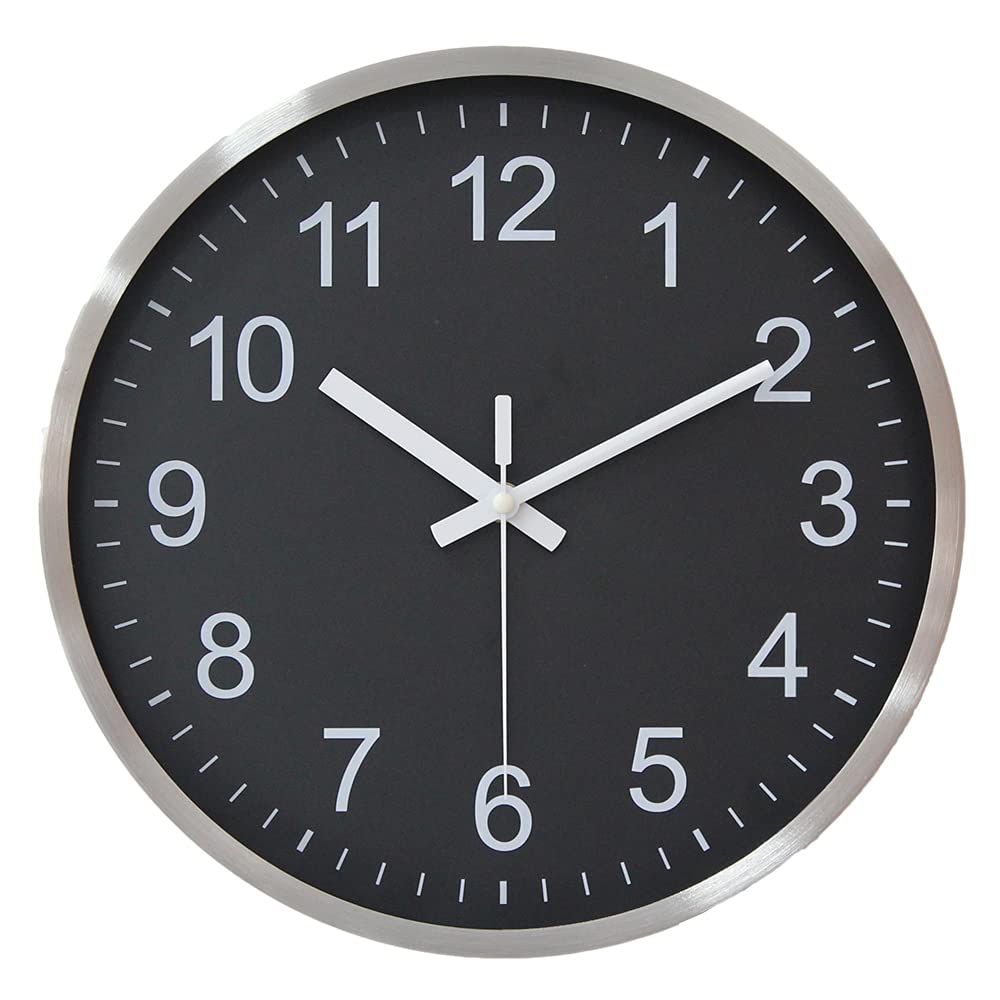 HZDHCLH 30cm geräuschlosem funkuhr wanduhr, digital Gross, für Wohnzimmer, Küche (Schwarz), Schwarz