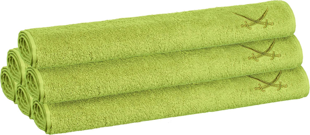 Sansibar Handtuch 6er Set 50x100 cm 100% Baumwolle mit gesticktem Säbel Logo Badtuch Grün 6er Set Gr