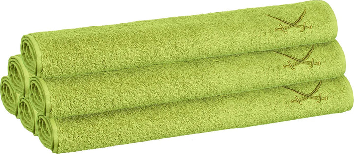 Sansibar Handtuch 6er Set 50x100 cm 100% Baumwolle mit gesticktem Säbel Logo Badtuch Grün 6er Set Gr