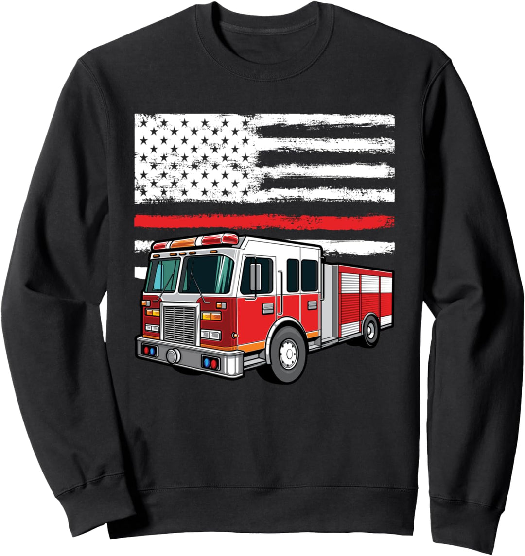 Feuerwehrmann Feuerwehrauto retten amerikanische Flagge Sweatshirt