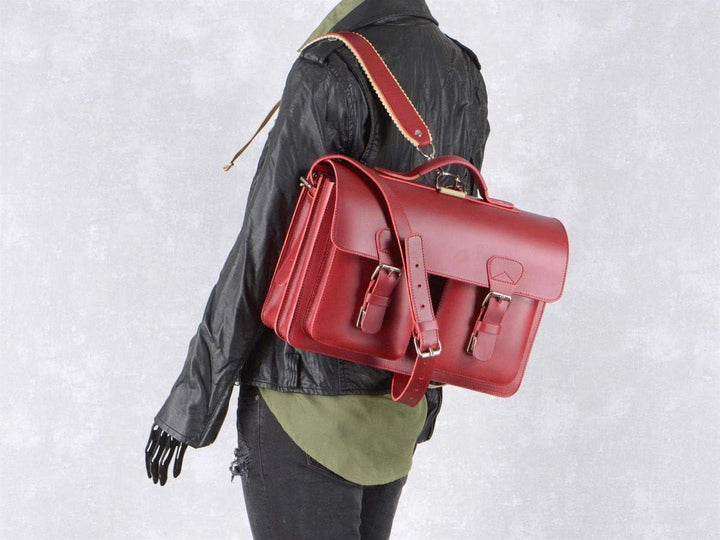 Ruitertassen Lederranzen 38cm Schulranzen Schultasche 2 Fächer 2 Vortaschen Rückengurte Tragegriff S