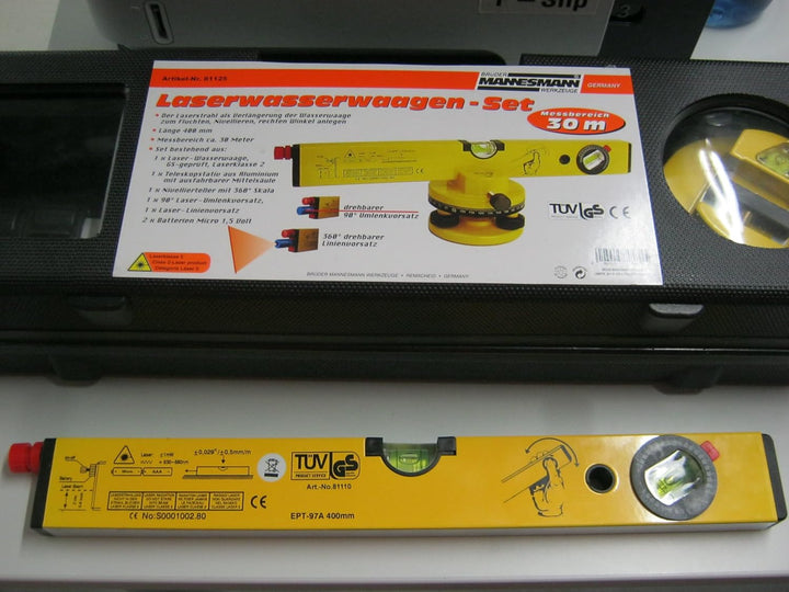 Brüder Mannesmann Werkzeug Mannesmann Laser-Wasserwaagen-Set, im Koffer, M81125