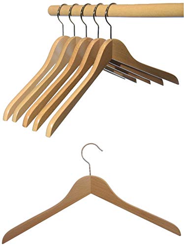 Kleiderbügel aus Holz, Kleiderbügel aus Buchenholz, Natur lackiert (Wasserlack), vernickelter drehba