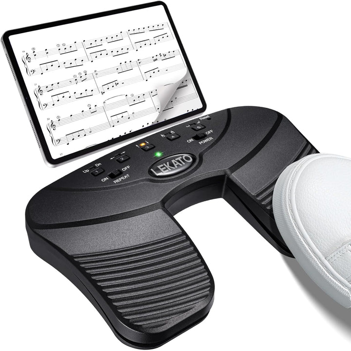 LEKATO Bluetooth Page Turning Pedal Silent Sheet Music Page Turner Foot Pedal for Tablet and Phone