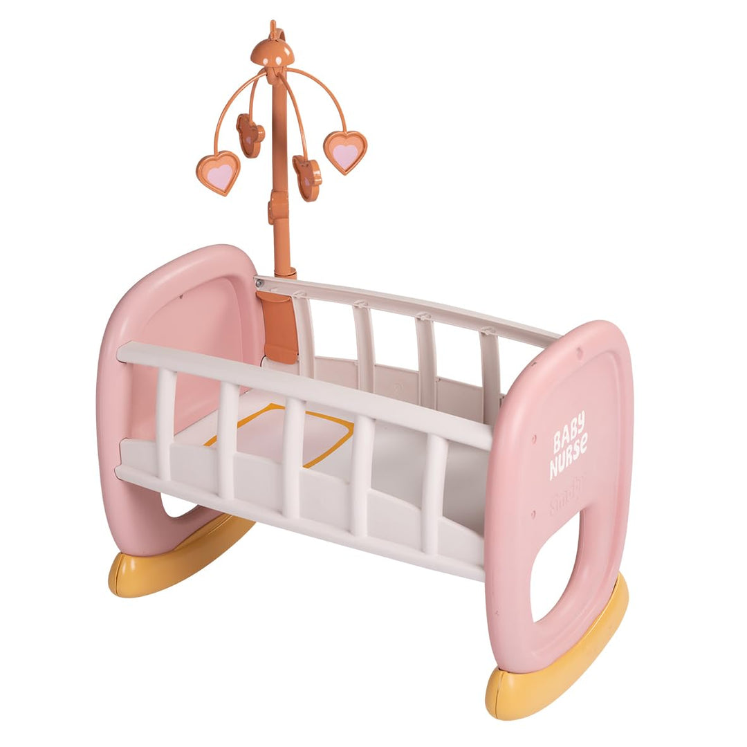 Smoby - Baby Nurse Puppenwiege mit Mobile - Puppenbett mit Wiegefunktion, für Puppen bis 42 cm (Nich