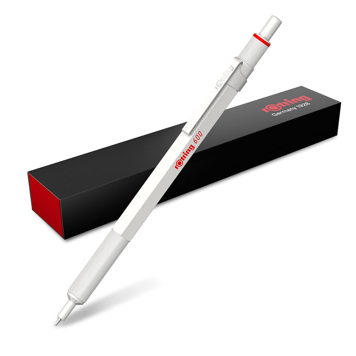 rOtring 600 Kugelschreiber | mittlere Spitze | Schwarze Tinte | perlweisser Schaft | nachfüllbar Pea