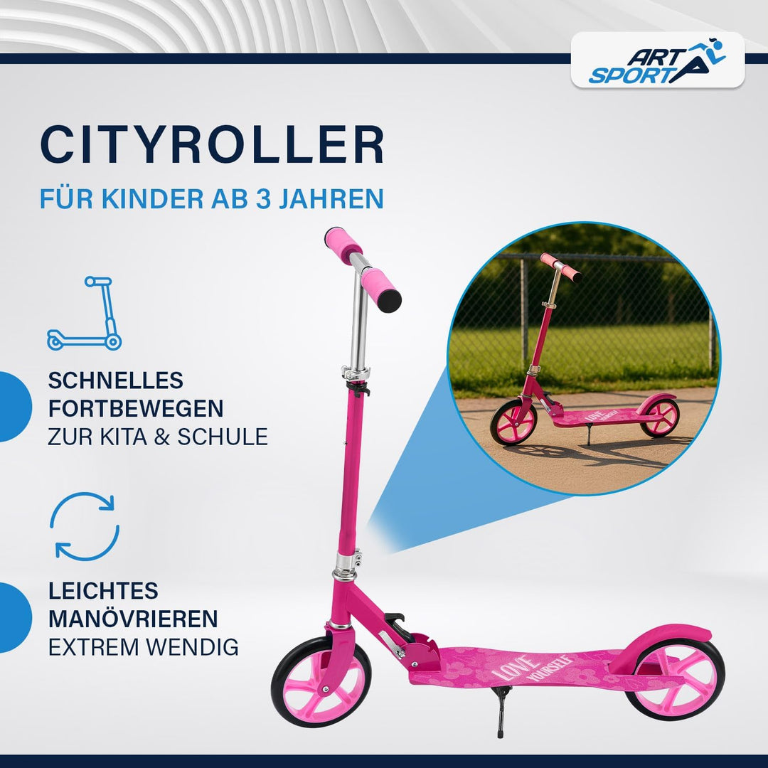 ArtSport Cityroller Scooter mit Big Wheel Räder & Tragegurt - Für Kinder ab 3 Jahren - 4 Designs 88