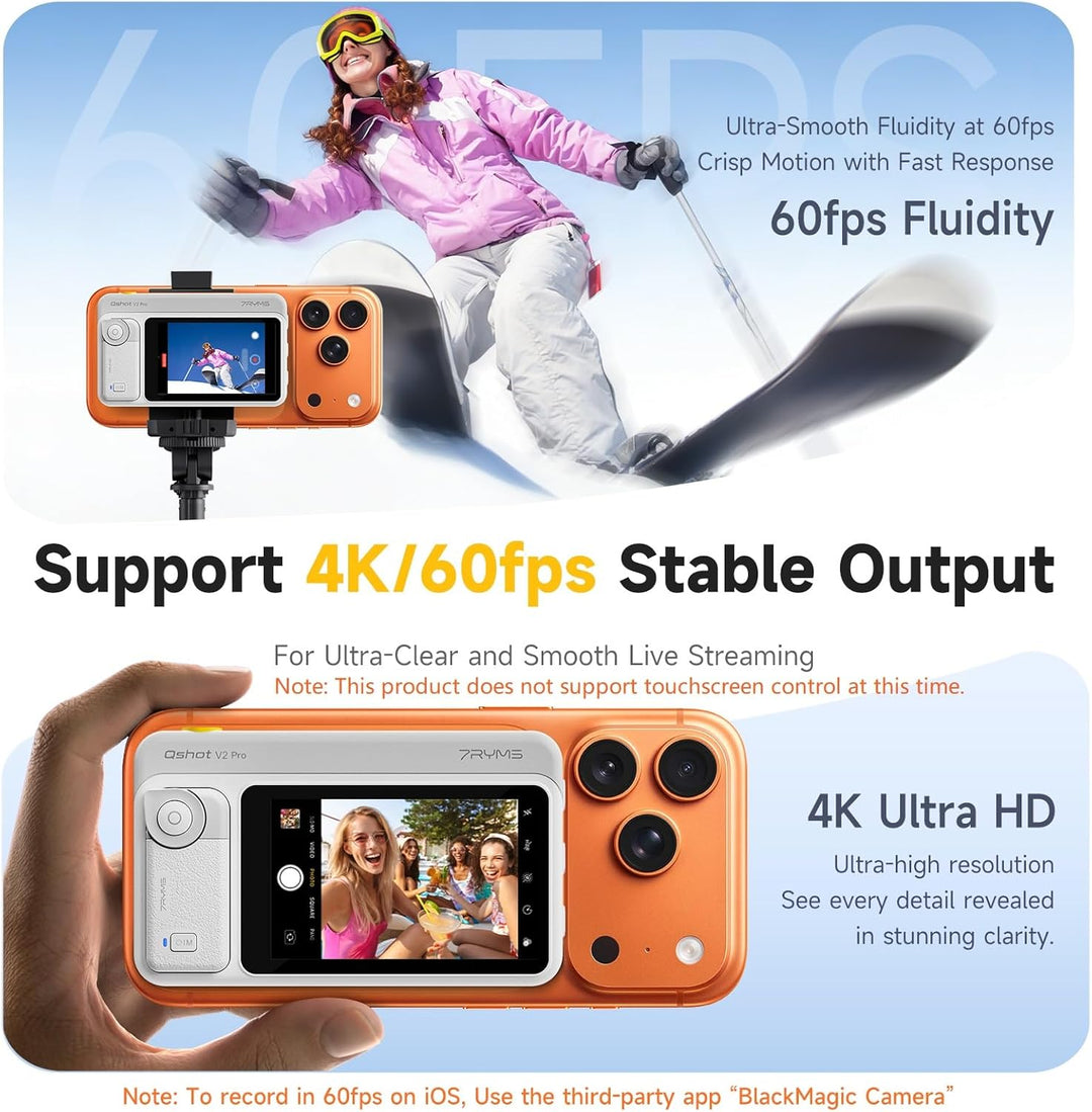 7RYMS Qshot V2 PRO Kabelloser Selfie-Monitor für iPhone 17/16 & Android, Magnetischer Smartphone Rüc