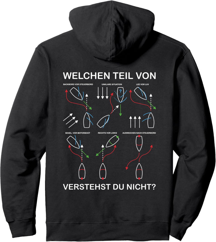 Ausweichregeln KVR Lustiges Boot, Schiff & Yacht Rückenprint Pullover Hoodie