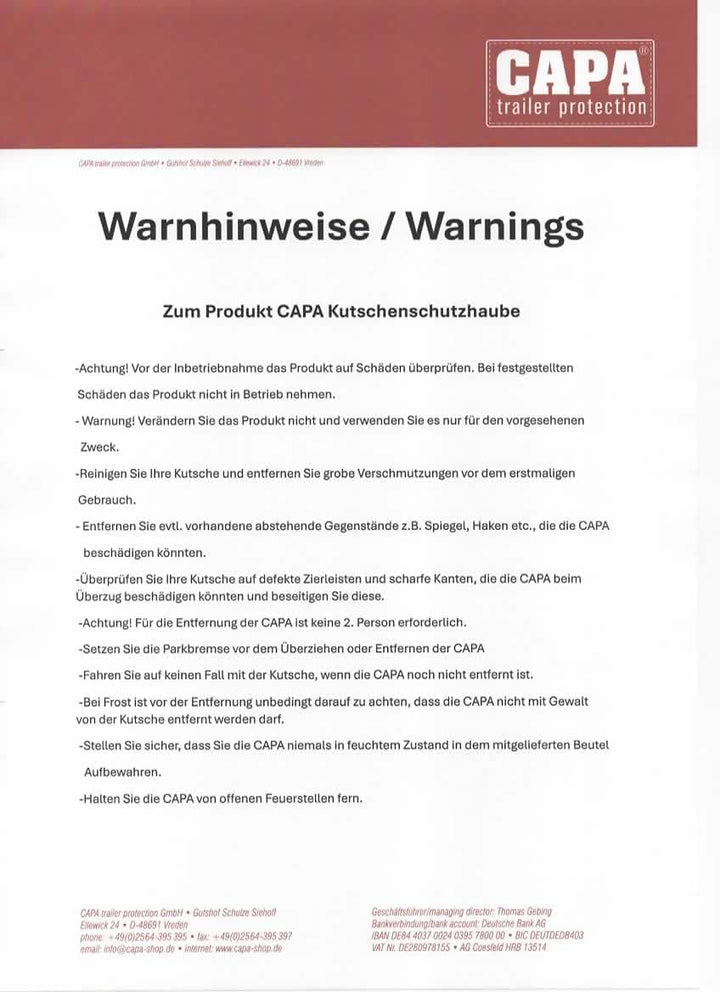 Die CAPA Schutzhaube für Pferdekutschen als Kutschen Abdeckung, Schirm und Schutz sowie Schutzhülle