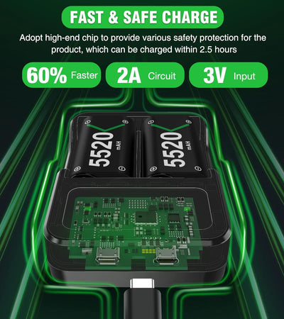 Wiederaufladbare Akku für Xbox Controller, 3x5520mWh Controller Akku für Xbox Series X/S/Xbox One/On