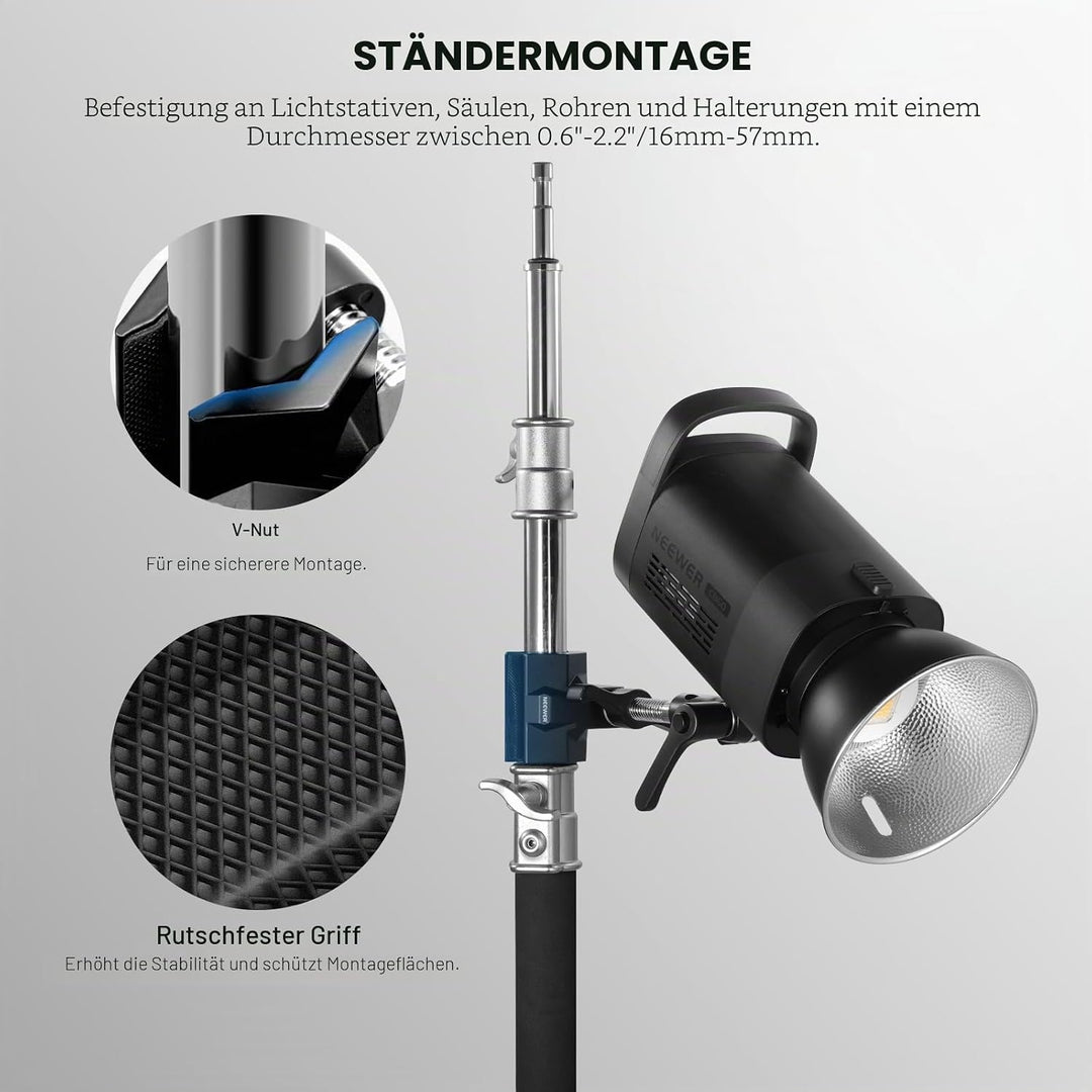 NEEWER 2" Endbacken Schraubstockgriff mit 5/8" Bolzen, Stahlschaft Endschraubstockklemme mit verstel