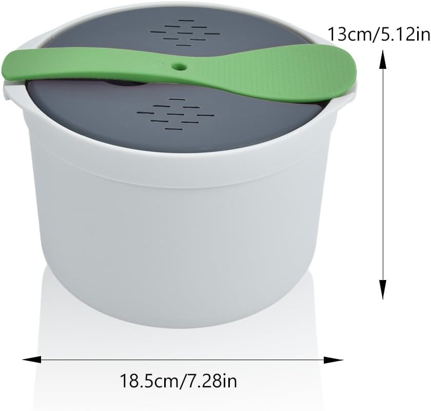 Mikrowellen Reiskocher, 2L Multifunktions Dampfgarer Dampftopf Reiskocher Set PP in Lebensmittelqual
