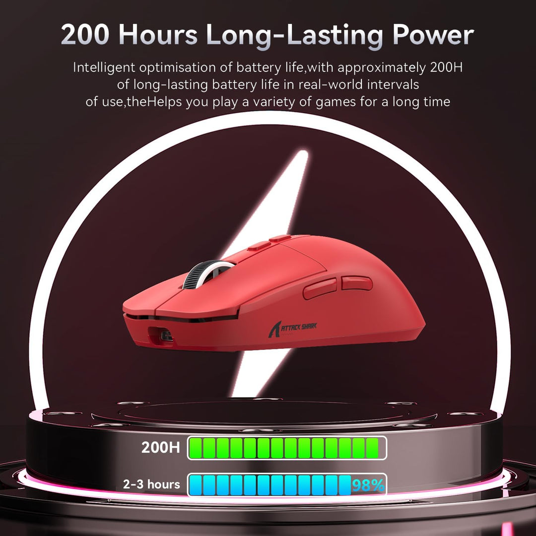 ATTACK SHARK X6 49g Superlight Mouse with Magnetic Charging Dock, PixArt PAW3395 Gaming Sensor, BT/2