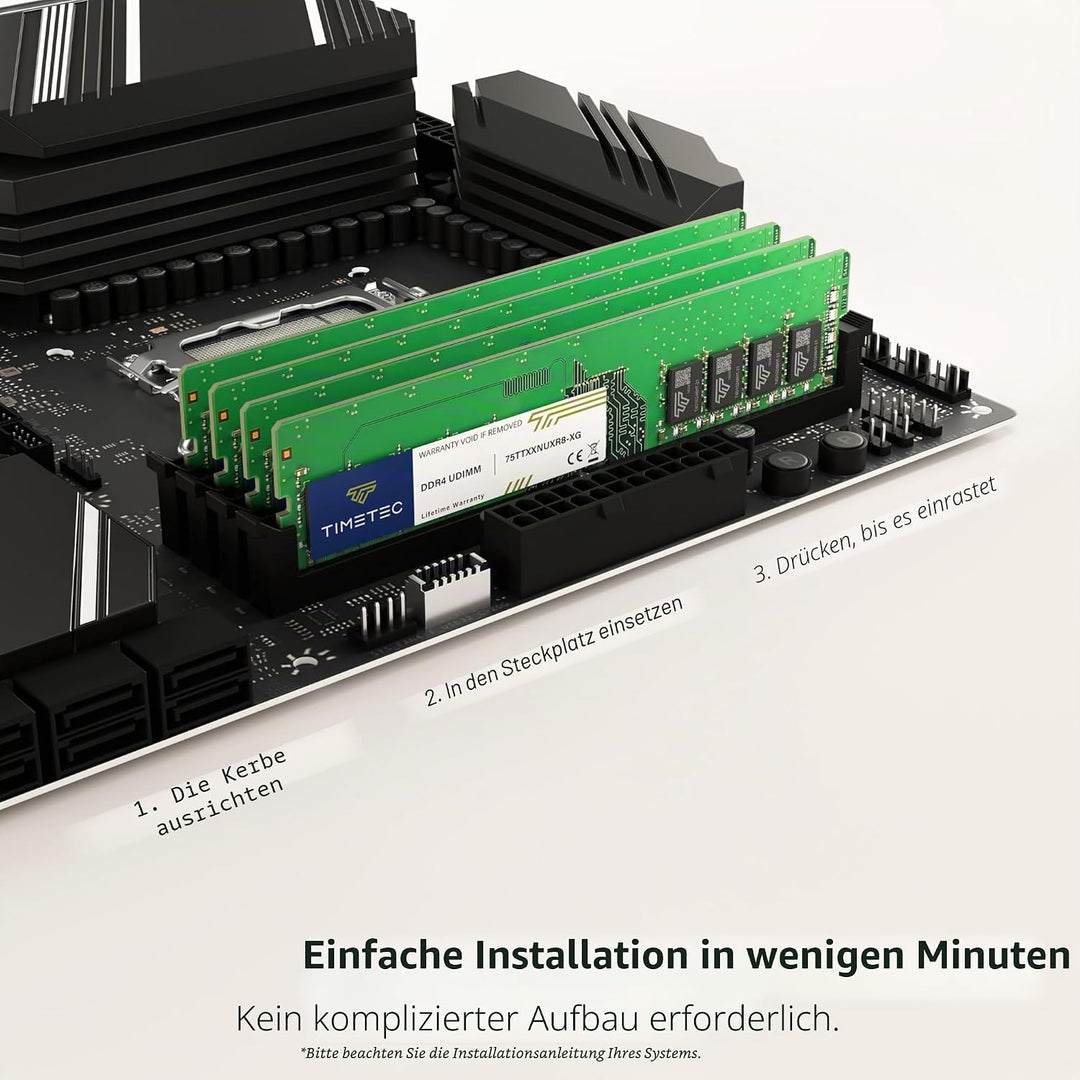 Timetec 8 GB DDR4 2666 MHz PC4-21300 Nicht-ECC ungepuffert 1,2 V CL19 1Rx8 Single Rank 288 Pin UDIMM