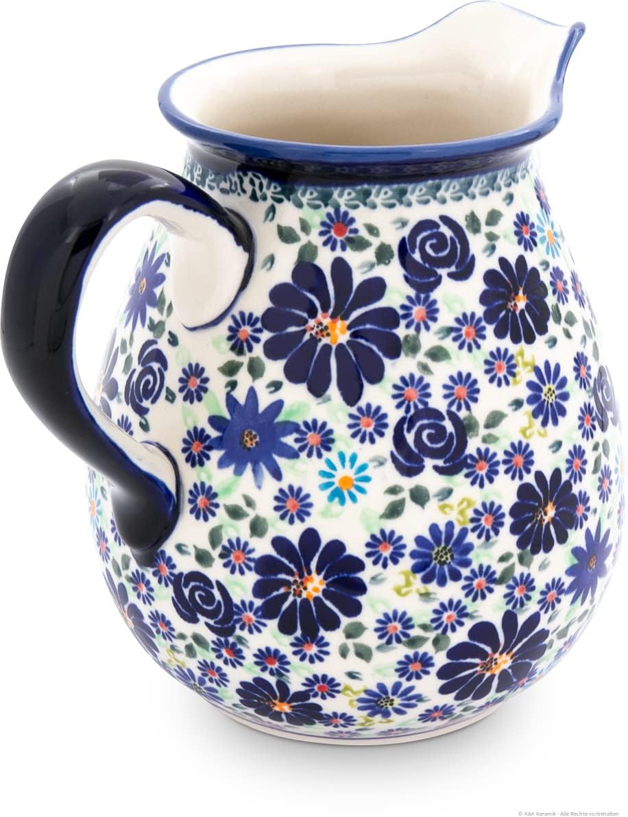 Bunzlauer Keramik Krug bauchig gross 2 Liter Ø21,0cm, H=19,5cm, Dekor DU126