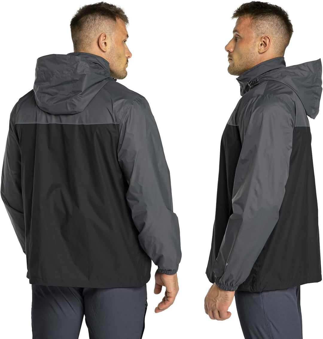 33,000ft Regenjacke Herren Leicht Wasserdicht Faltbare Regenmantel mit Kapuze Fahrrad Rain Windbreak