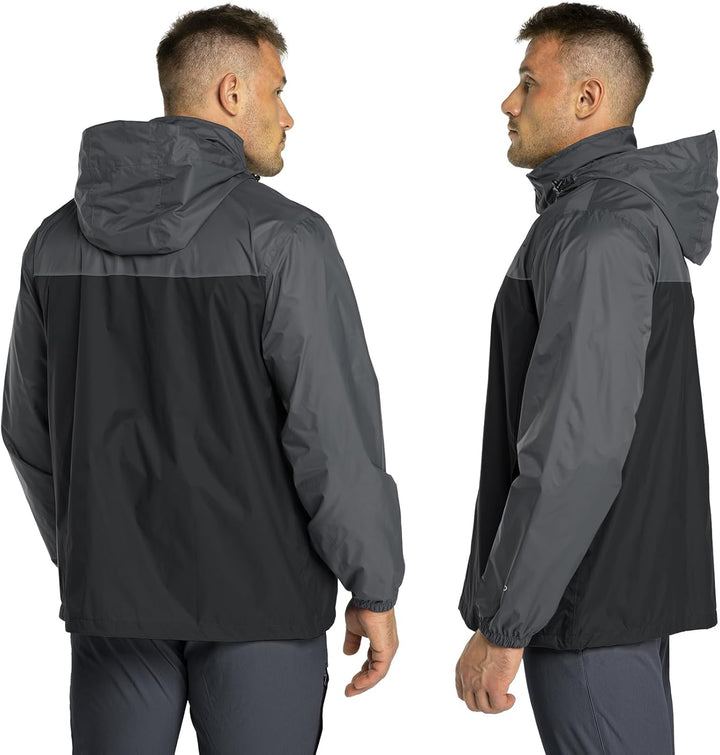 33,000ft Regenjacke Herren Leicht Wasserdicht Faltbare Regenmantel mit Kapuze Fahrrad Rain Windbreak