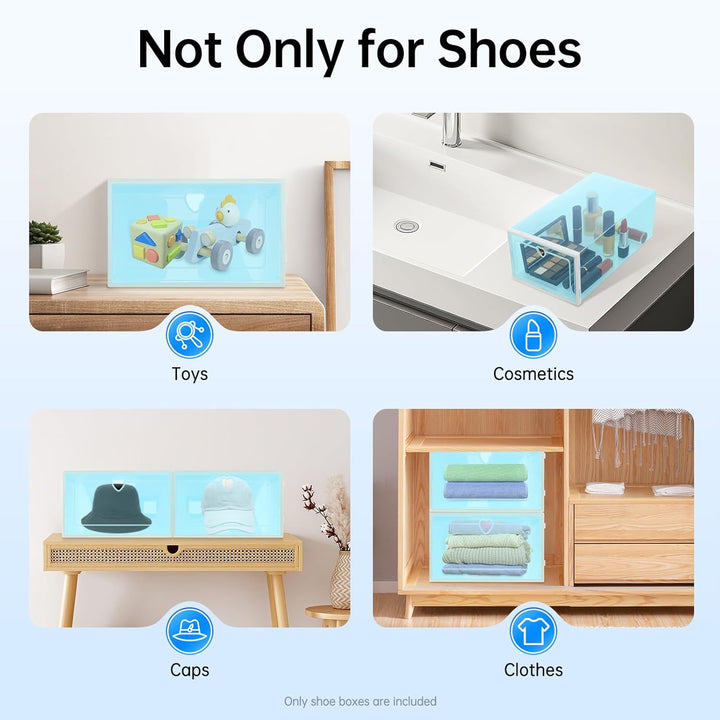 20 Stück Schuhboxen Stapelbar, Transparent Schuhbox Faltbar Schuhkarton Schuhaufbewahrung platzspare