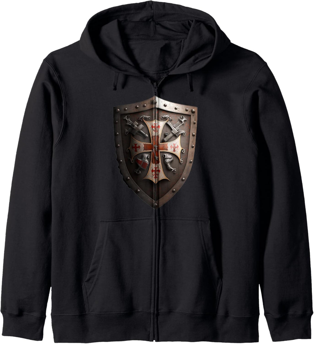 Templer Schild Deus Vult Kreuzzug Ritter Kreuz Tempelritter Kapuzenjacke