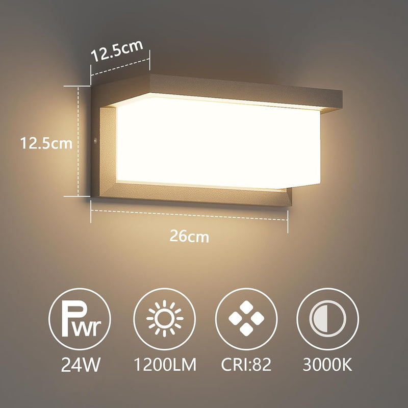 Klighten 2 Stück LED Aussenwandleuchten, 3000 K, wasserdichte IP65 Wandleuchte für den Innen/Aussenb