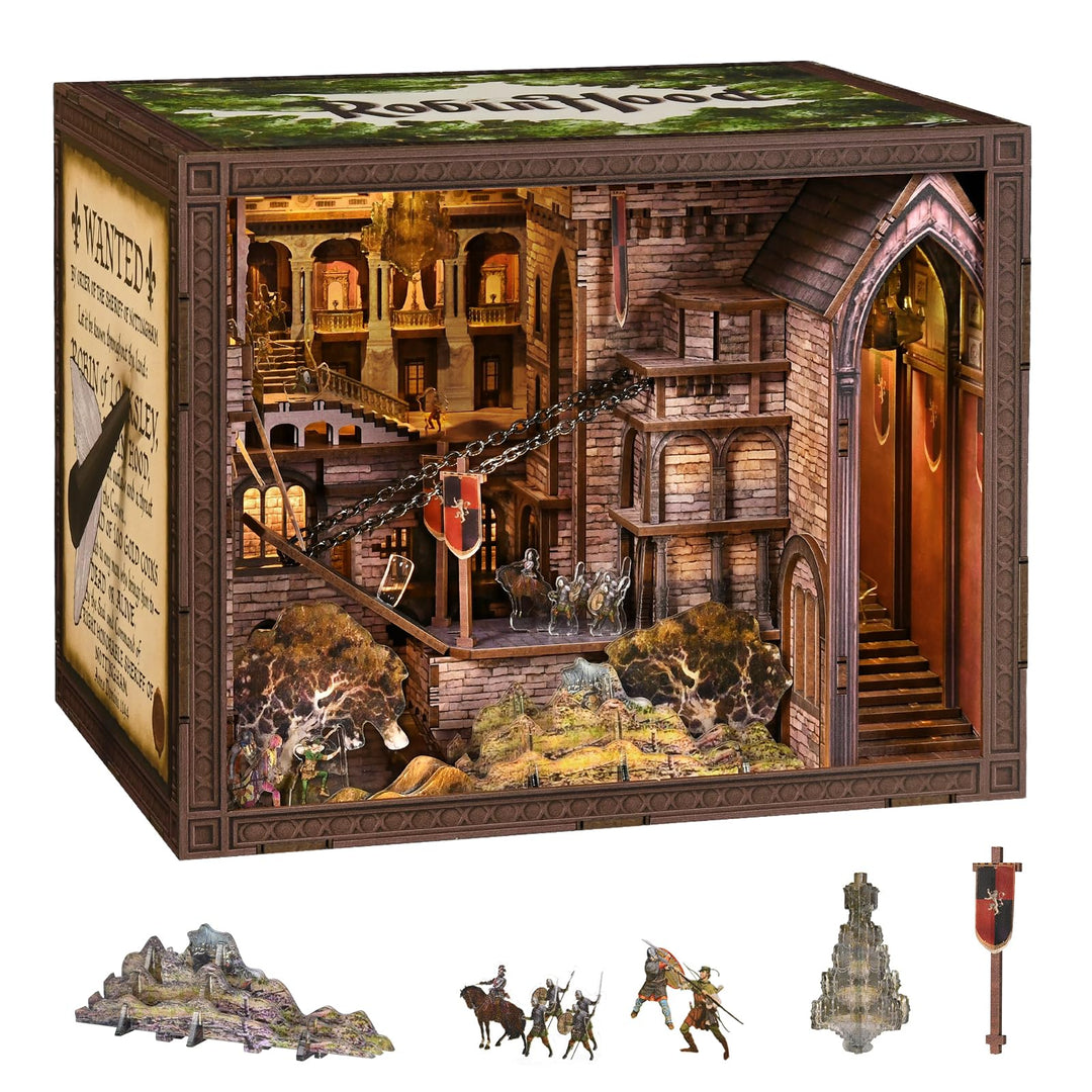 MiniCity Book Nook Kit, DIY Miniatur Puppenhaus Bücherecke Kit für Jugendliche und Erwachsene mit St