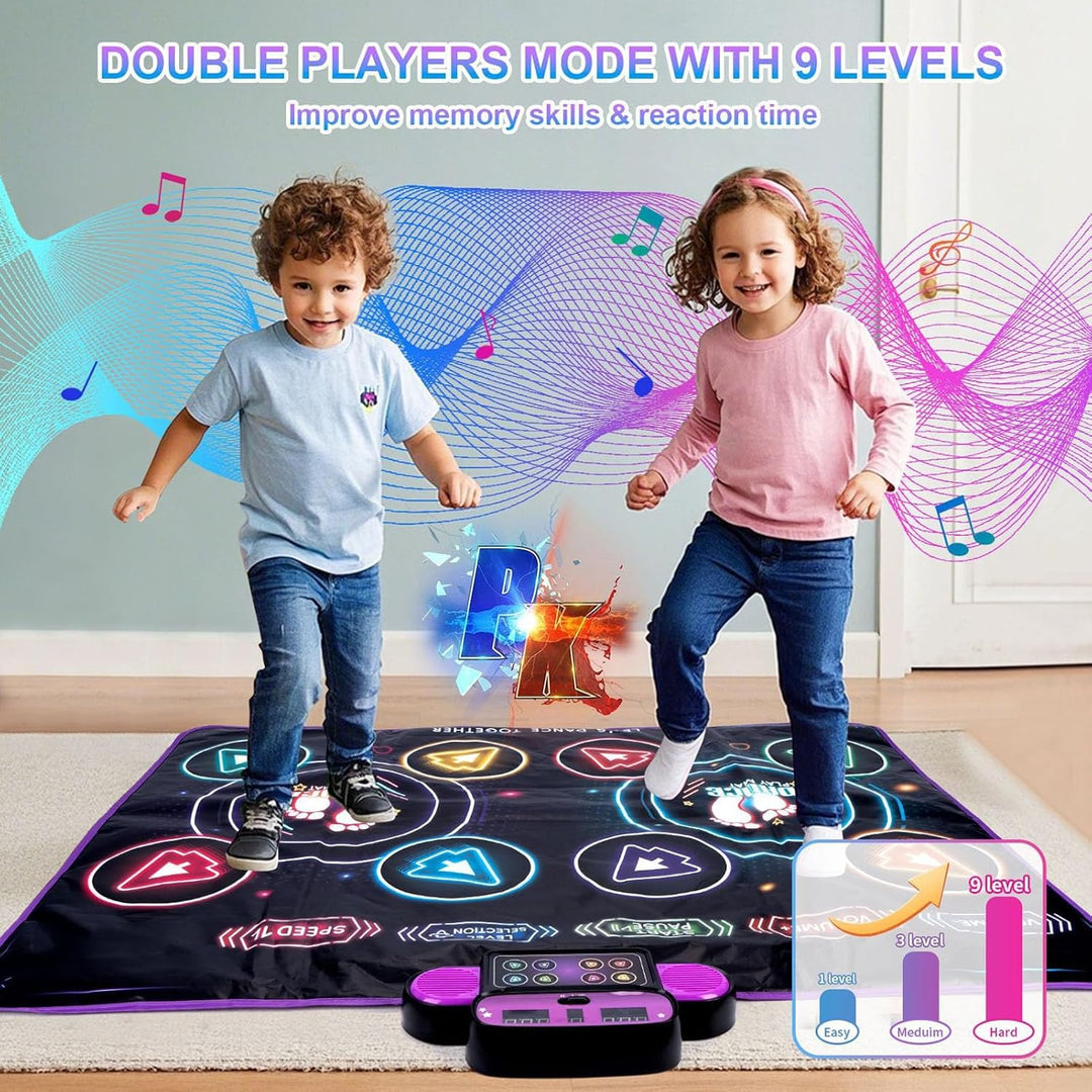 banapoy Doppelte Tanzmatte, Kabelloses Elektronisches Tanzpad mit Bluetooth und LED-Lichtern, rutsch